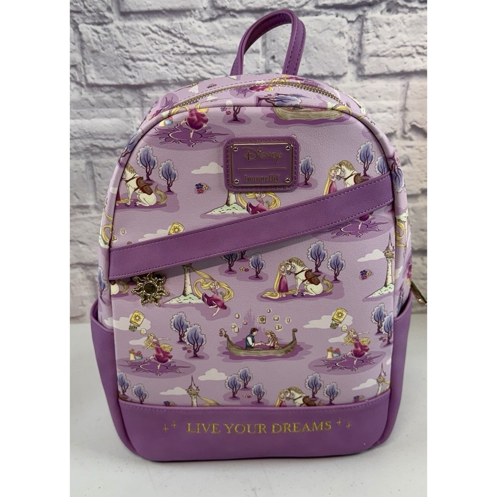 Loungefly Disney Tangled Rapunzel Purple Mini Backpack Gently Used